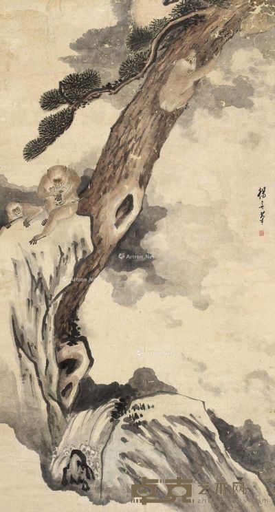 杨舟 猿猴图 186×100cm