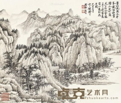 谢稚柳 拟董北苑笔意山水 35×41cm