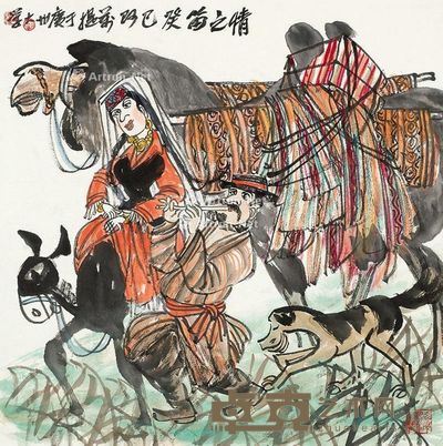 阿万堤 情之笛 69×68cm