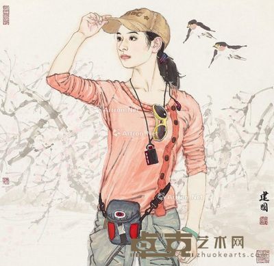 桑建国 都市少女 68×68cm