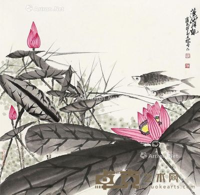 薛亮 莲池清趣 66.5×67.5cm