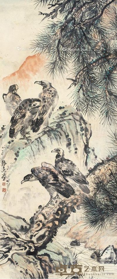 张恳 松鹰图 178×75cm