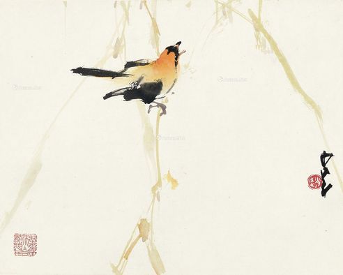 赵少昂 柳枝小鸟