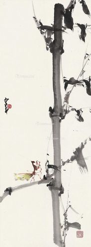 赵少昂 竹上螳螂