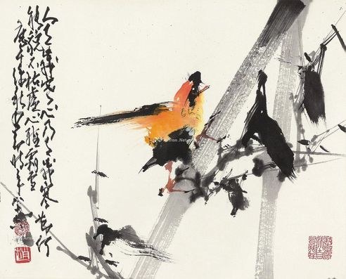 赵少昂 竹上喜鹊