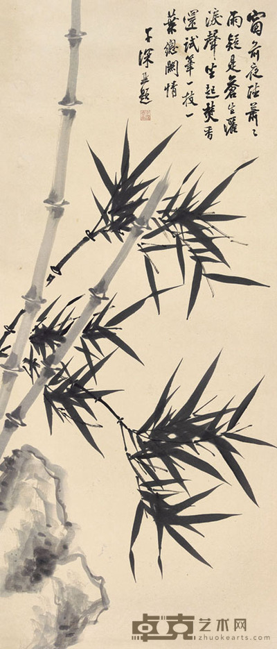 吴子深 雨夜竹影 112×47.5 cm. 约4.8平尺