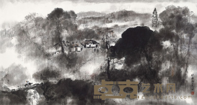 杨善深 山寺归客 46.2×87.4 cm. 约3.6平尺