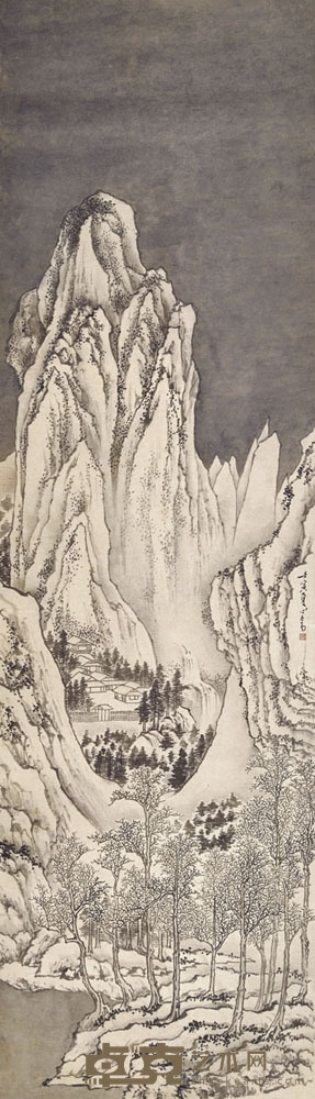 溥心畬 峰峦寒雪 114.8×33.6 cm. 约3.5平尺