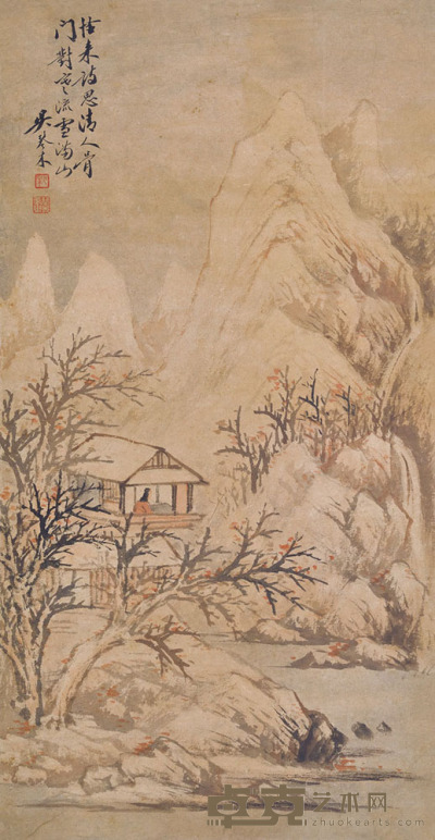 吴琴木 门对寒流雪满山 58.5×30.2 cm. 约1.6平尺