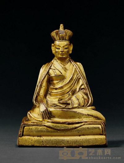 清初(十七世纪) 铜鎏金噶玛巴 9cm. High