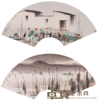 杨明义 荷塘秋色 21.5×55.5cm×2
