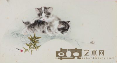 米春茂 双猫图 32×58cm