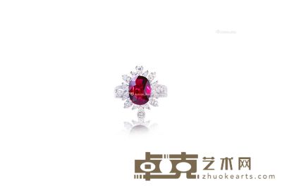 3.5克拉天然「莫桑比克」无经加热处理红宝石配钻石戒指 --