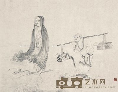 张紫篁 罗汉 43×56cm