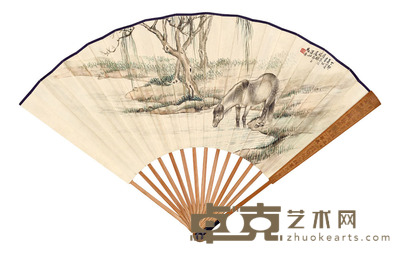 马 晋 陈名侃 柳溪饮马 节录苏轼《方山子传》 19.5×52 cm. 约0.91平尺