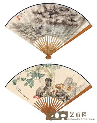 孔小瑜 柳 滨 龙腾致雨 桐阴秋畅 18.5×49.3 cm. 约0.82平尺