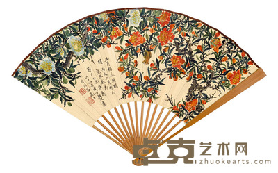 丁辅之 高时丰 五月榴花照眼明 节录何晏《景福殿赋》 18.5×50 cm. 约0.83平尺