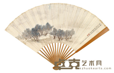 郑午昌 陈方恪 杨柳岸晓风残月 自作词《摸鱼儿》 19×49 cm. 约0.84平尺