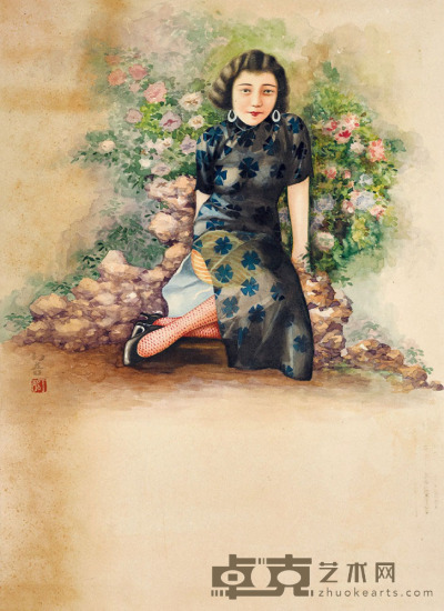 黄幻吾  摩登女子 37.6×25.3 cm. 约0.86平尺
