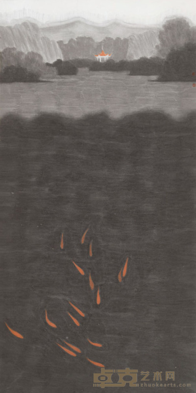黄丹 锦鲤 138×68.5 cm.
