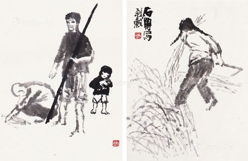 石鲁 农家三代人 刹榖图