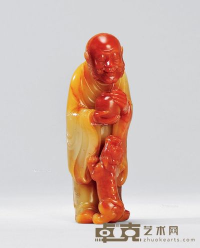 芙蓉石戏狮罗汉摆件 12×4.3×4.8cm