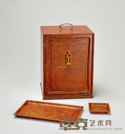 瘿木独板制茶箱 32×23.8×20.5cm