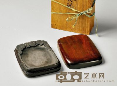 清 松皮纹端砚 2.2×11×14.4cm