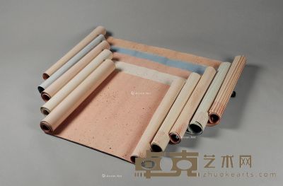 70年代 十竹斋洒金笺 （五卷） 65×124cm