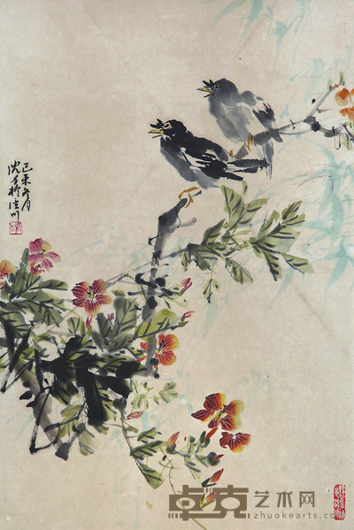 沈力 花鸟 66×44cm