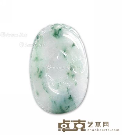 翡翠绿带紫福贝挂件 --