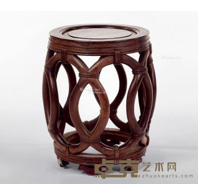 清 红木箩筐式鼓凳 高47cm