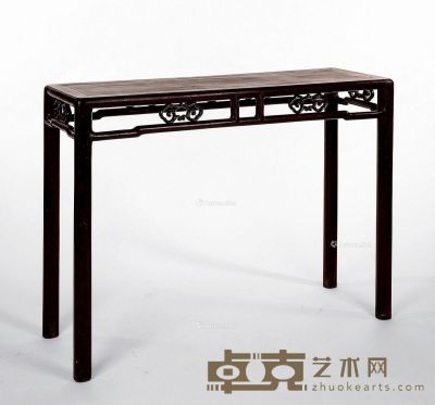 清 红木苏式圆腿卷草纹条桌 高82cm