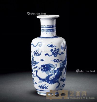 清中期 青花龙纹棒槌瓶 高21cm