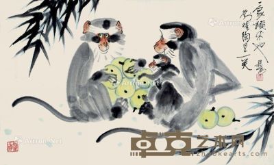 李燕 猴戏图 50×83cm