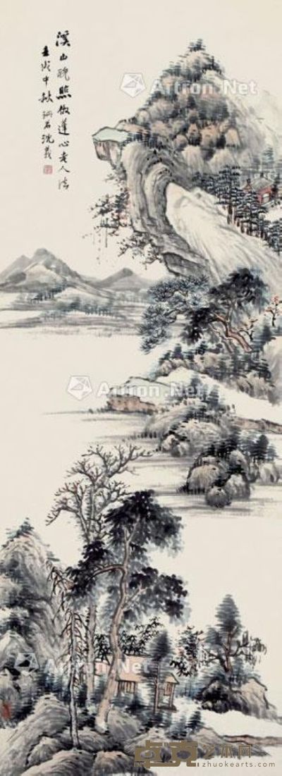 沈义 溪山晚照 134×49cm