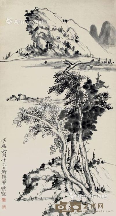 曾熙 山水 149×80cm
