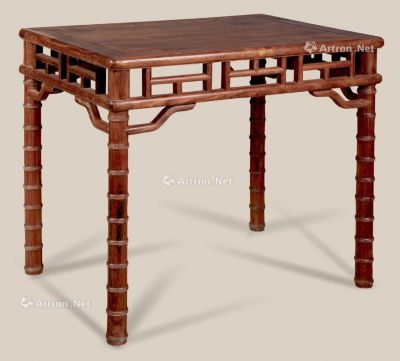 近代 黄花梨雕竹节长方桌