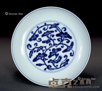 清 青花如意纹盘 直径:16cm
