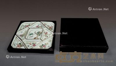 民国 粉彩花鸟攒盘 长：27cm
