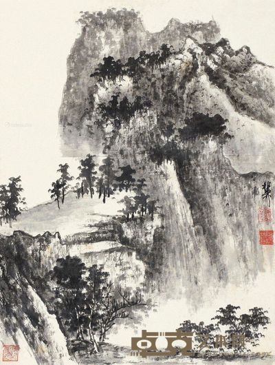 谢稚柳 茂林远岫 46×34cm