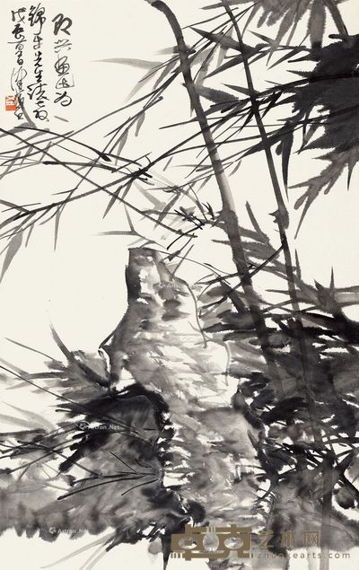 陈佩秋 竹石图 71×45cm