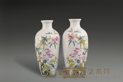 粉彩花卉纹瓶 高20cm