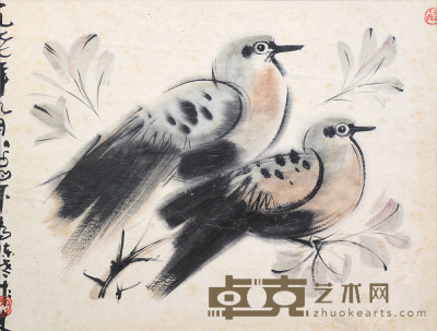 韩美林 花鸟 30×23cm 约0.6平尺
