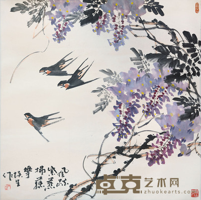 丁培生 燕舞春风 68×68cm 约4.0平尺