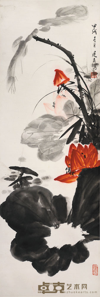 陈廷友 荷花 99×33cm 约2.9平尺