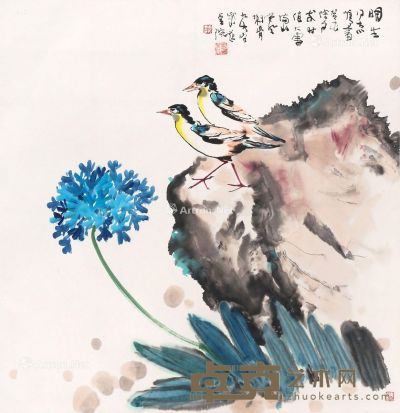 李琼久 花鸟 68×68cm