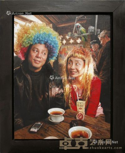 陈安建 2010年作 茶馆系列－炫彩时代 布面油画 80×62