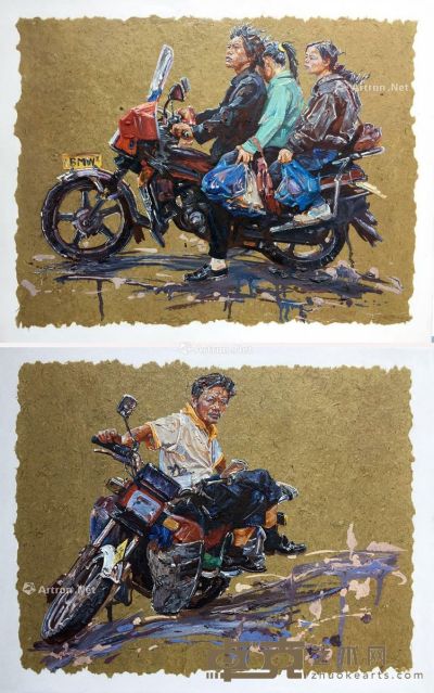 赵晓东 2011年作 《摩的》系列6 《摩的》系列2 布面油画 40×50cm
