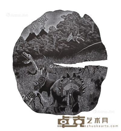 臧亮 2014年作 真实与荒诞Ⅰ 黑白木刻 7/30 51.6×46.9cm